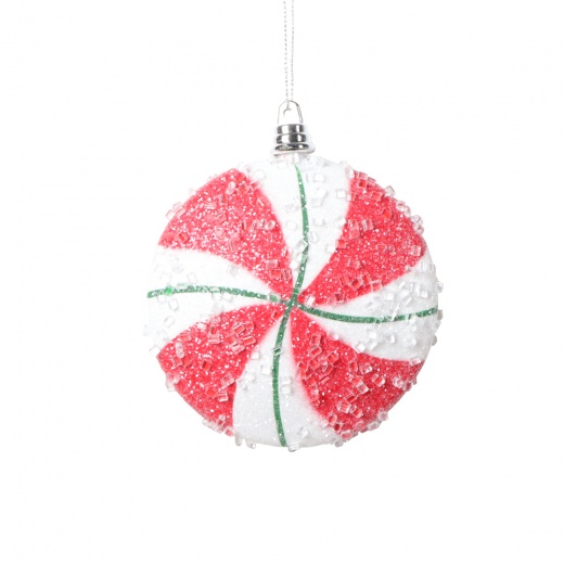 Vickerman 4" Red Green Swirl Flat Ball Ornament - Add Festive Flair to Your Holiday Decor