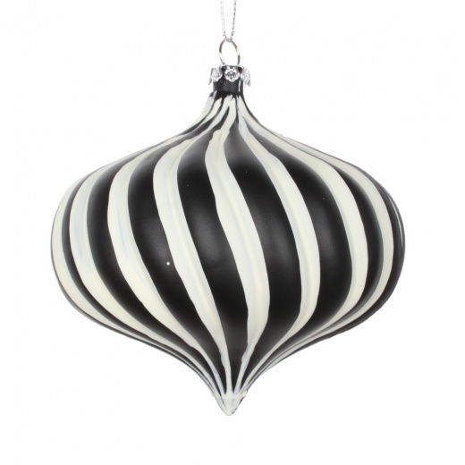 4" White Black Matte Onion Ornament