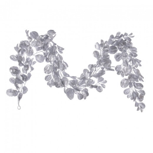 6' Silver Dogwood Glitter Garland