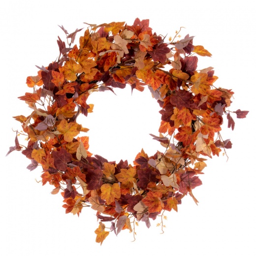 22" Orange Fall Maple Leaf Wreath