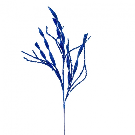 34" Blue Wavy/Spiral Glitr Spray 6/Bg