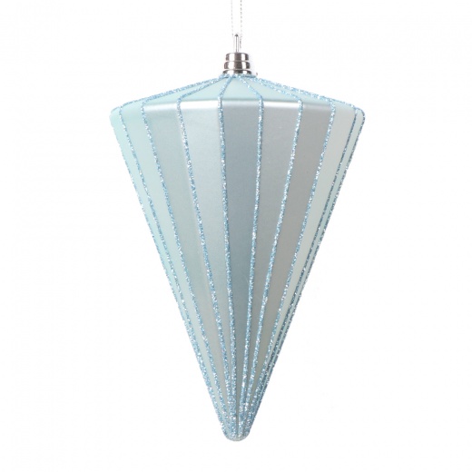 6" Matte Baby Blue Cone Ornament - 3/Bag