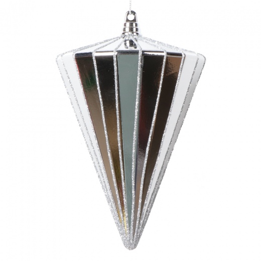 6" Shiny Silver Cone Ornament 3/Bag