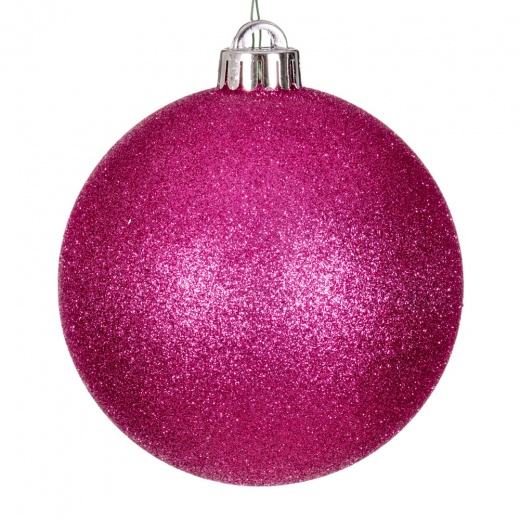 4.75" Hot Pink Glitter Ball Ornament 4/Pack