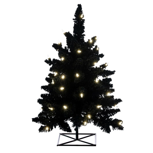 3' X 25" Flocked Black Dura-Lit 100Ww Artificial Pre-lit Christmas Tree