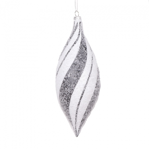 Vickerman 7" White Black Swirl Shuttle Ornament - 4/Bag