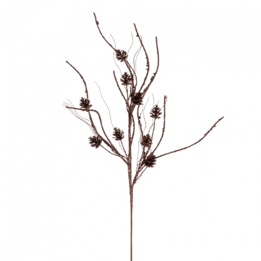 32" Mocha Pinecone Twig Glitr Spray 6/Bg - Holiday Decoration