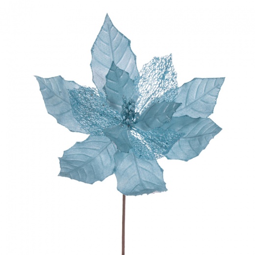 11" Baby Blue Glitr Mesh Poinsettia 6/Bg
