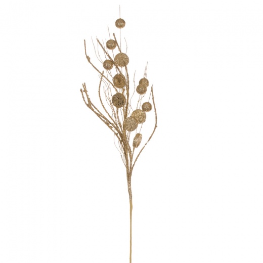 33" Gold Ball/Coin Glitr Twig Spray