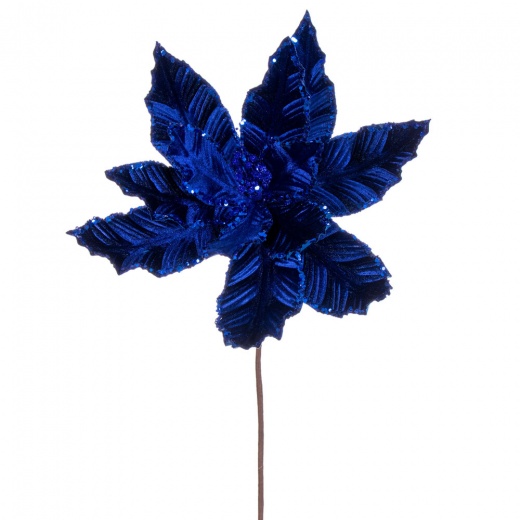 24" Blue Velvet Poinsettia 3/Bag