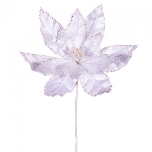 24" White Velvet Poinsettia 3/Bag - Elevate Your Holiday Decor