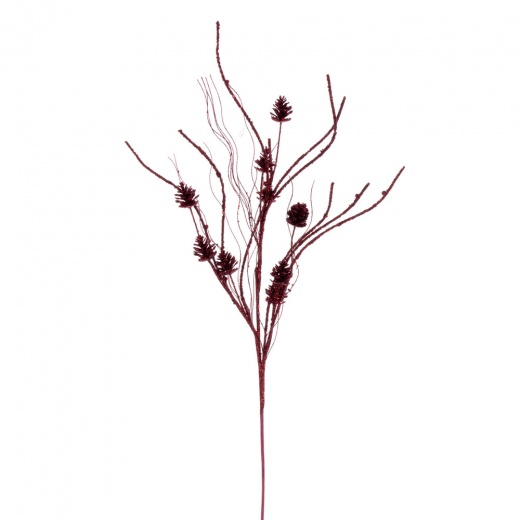 Vickerman 32" Burgundy Mini Pinecone Twig Glitter Spray
