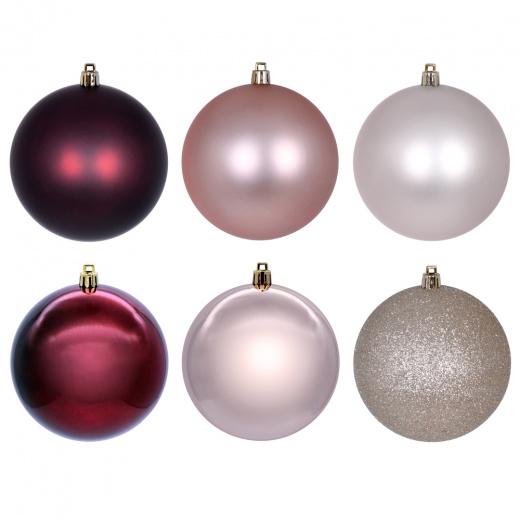 2.4 Rose Gold Burgundy Oat Ornaments Assortment Box of 18