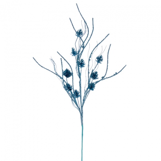 32" Baby Blue Cone Twig Glitr Spray 6/Bg