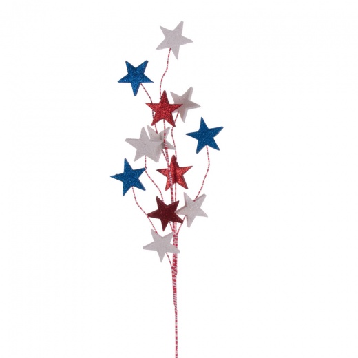 34" Red/White/Blue Star Glitr Spray
