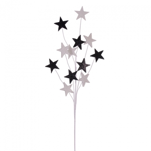 34" Black/White Star Glitr Spray 6/Bg