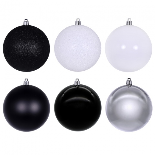 Vickerman 2.4" Black, White, and Silver Ornament Assortment