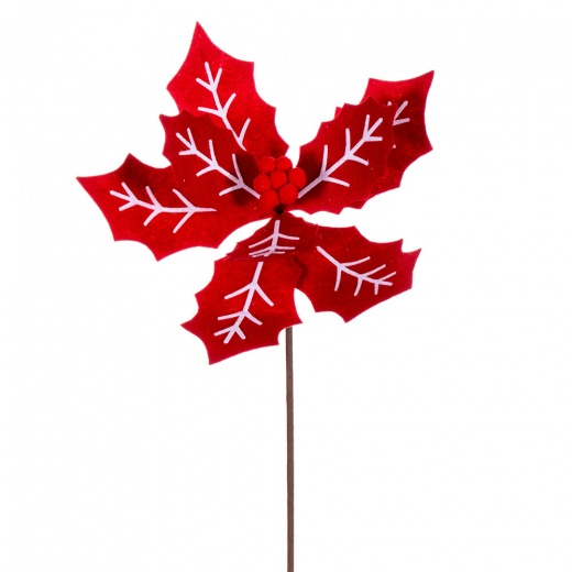 22" Red/White Felt Poinsettia 4/Bag