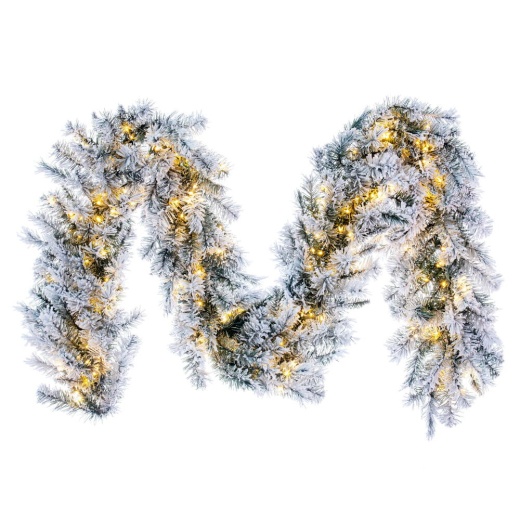 9' x 14" Frosted Glacier Pine Artificial Pre-Lit Garland