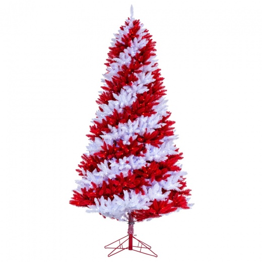 9' X 56" Candy Cane Led 1200Pw-Red Artificial Pre-lit Christmas Pine Tree