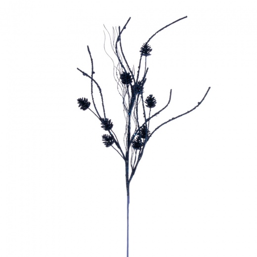 32" Mdnt Blue Cone Twig Glitr Spray 6/Bg