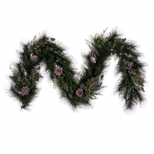 6' Mixed Foliage W/Pinecone Garland