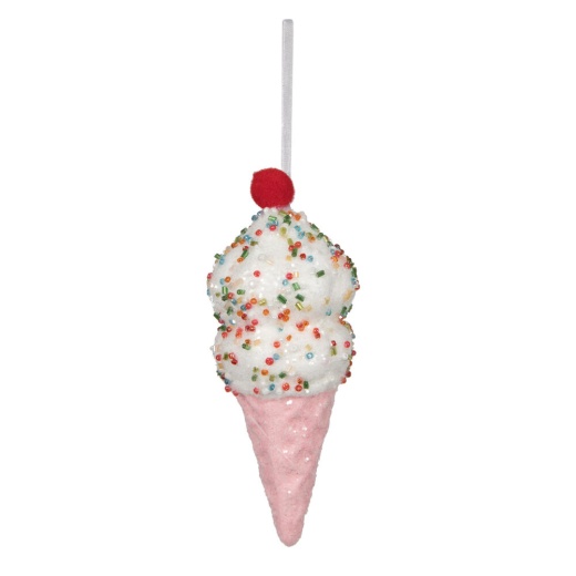 5.75" Pink Ice Cream Cone Ornament