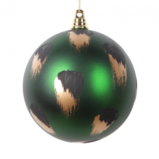 4" Emerald Brush Strokes Ball Ornament - 4/Bag
