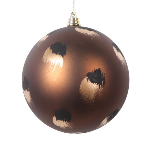 4.75" Mocha Brush Strokes Ball Ornament with Gold and Black Brush Strokes