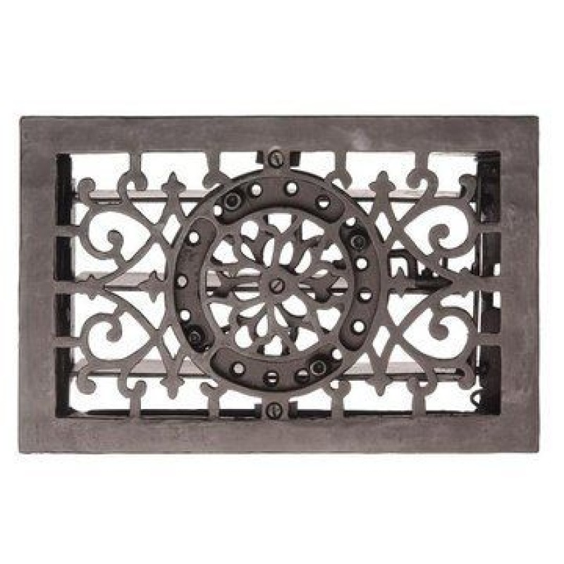 Restorers Cast Iron 11 1/2 Inch Flower And Scroll Floor Register