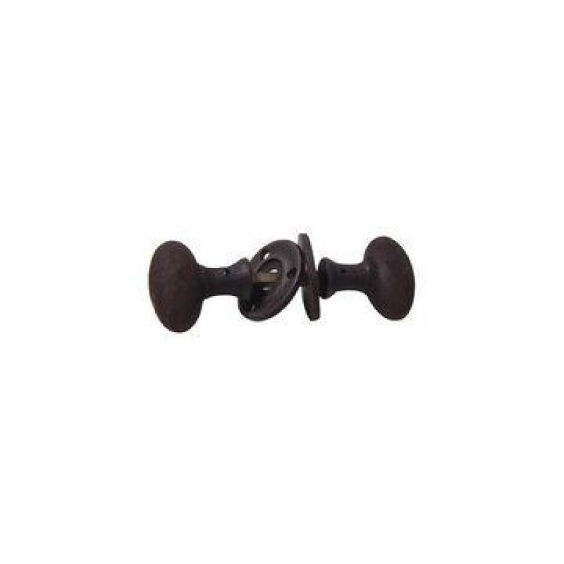 Restorers Iron Oval Knob Set with Rosettes and Spindle