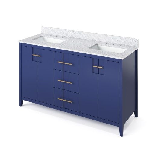 Jeffrey Alexander Hale Blue Katara Double Vanity & White Carrara Marble