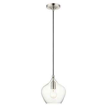 Livex Lighting Clear Glass Brushed Nickel Pendant Light