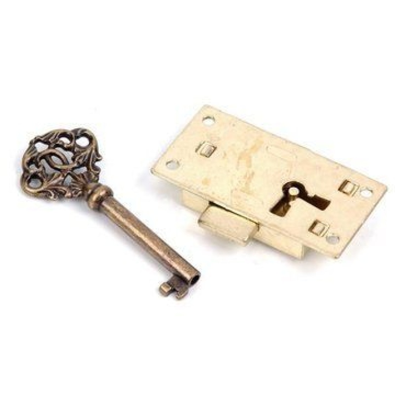 Brass Mortise Lock Set with Skeleton Key