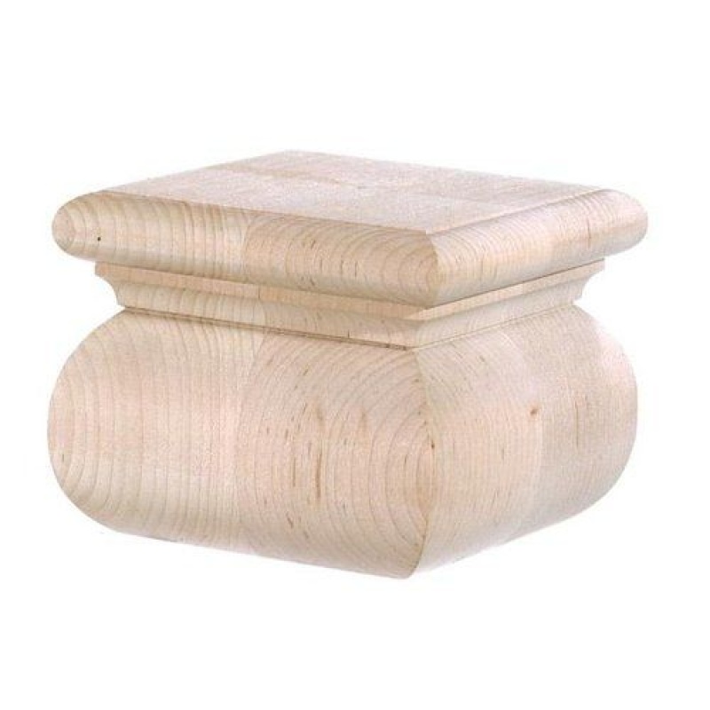 Square 3 1/2 Inch Turned Bun Foot