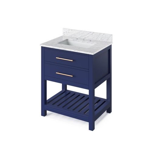 Jeffrey Alexander Hale Blue Wavecrest Single Vanity & White Carrara Marble
