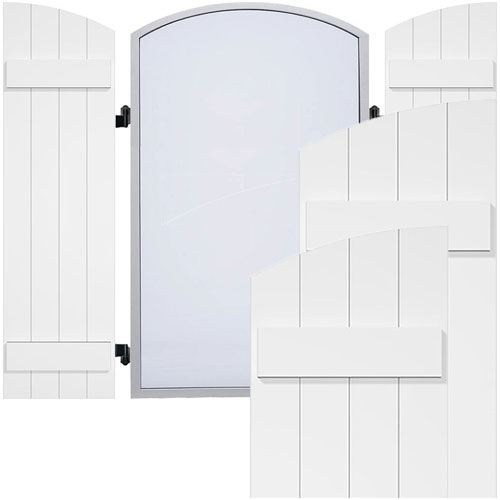 Restorers Architectural Elliptical Board-N-Batten PVC Shutters - Pair