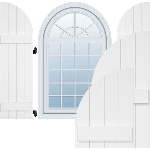 Restorers Architectural Arch Top Board-n-Batten PVC Shutters - Pair