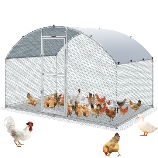Vevor Large Metal Chicken Coop with Run, Walk-in Chicken Coop for Yard