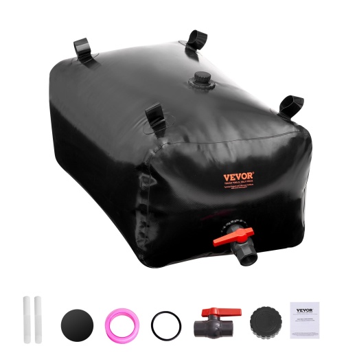 Vevor Portable Water Storage Bladder 63.4 Gal Pvc Collapsible Water Tank Black