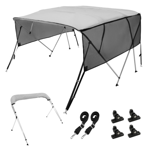 Vevor 4 Bow Bimini Top Boat Cover with Detachable Mesh Sidewalls