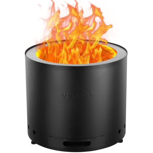 Vevor Smokeless Fire Pit Stove Bonfire 19.3 In Dia Wood Burning Stainless Steel