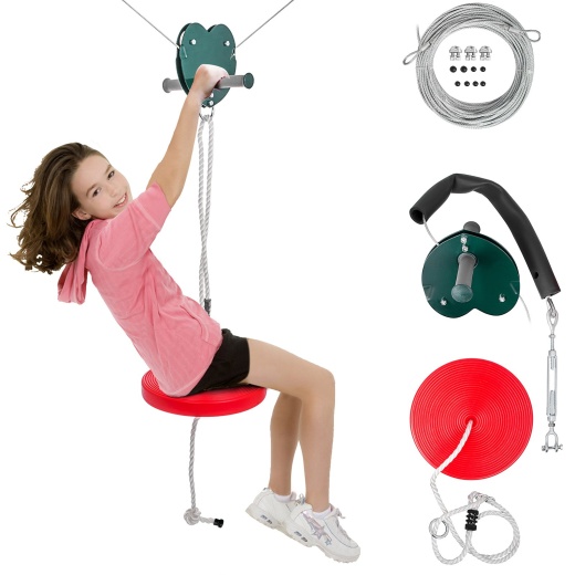 Zipline Kit 100Ft Ultimate Zip Line Kit with Seat Trolley