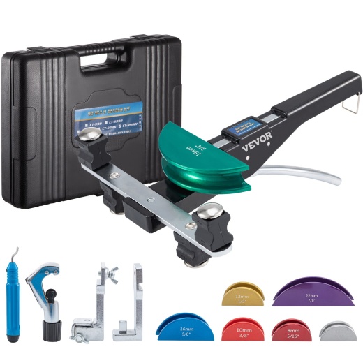 Vevor Copper Pipe Bender, 7 Colorful Dies 1/4-7/8 Inch 90 Degrees Forward And Reverse Bending, 6-22 Mm For Copper & Aluminum Tubes With Reverse Bend Attachment
