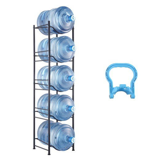 Vevor 5 Tiers Water Jug Holder Single Row Water Bottle Rack For 5 Bottles Black