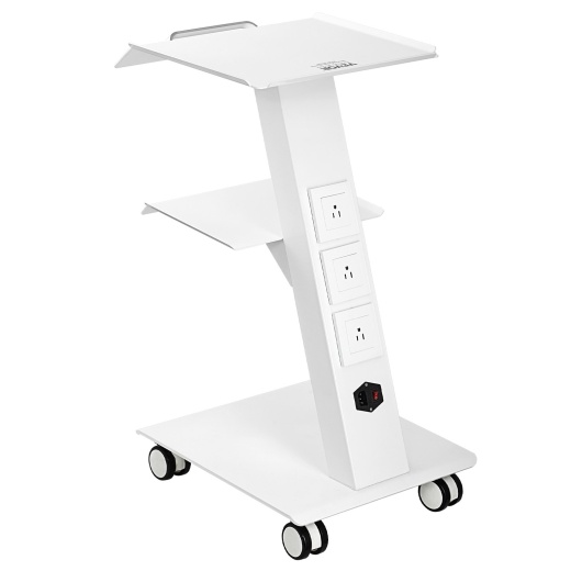 Vevor Lab Trolley, Rolling Lab Cart with Built-In Socket, 3-Layer Metal Mobile Trolley, Tray Rolling Clinic Cart with Swivel Wheels, 220 Lbs Weight Capacity, for Lab, Clinic, Beauty and Salon