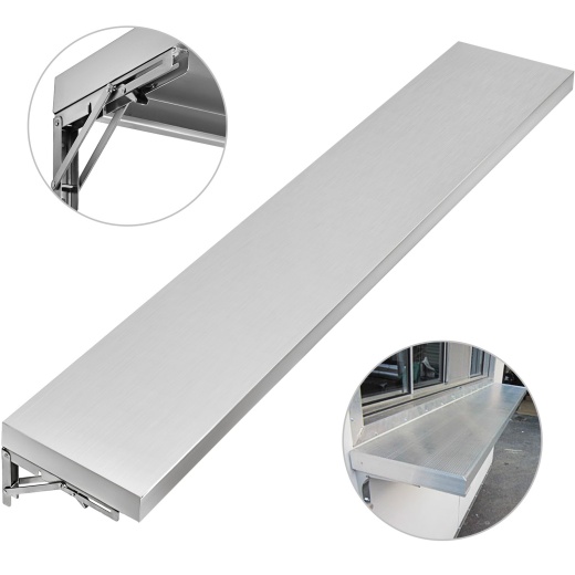 Vevor Concession Shelf 70.8L X 11.4W Inch with Stainless Steel Frame and Surface Board for Food Trailer Serving Window