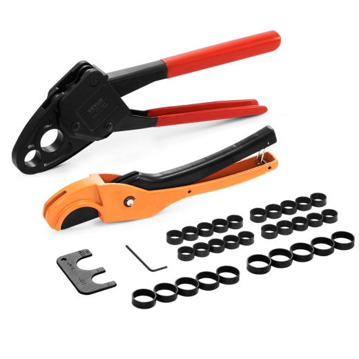 Vevor Pex Pipe Crimping Tool, Angle Dual Head Combo Pex Crimper for 1/2" and 3/4" Copper Crimp Rings