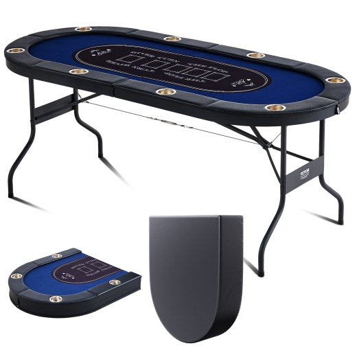 Vevor 8 Player Foldable Poker Table - Blackjack Texas Holdem Poker Table