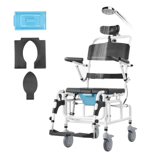 Vevor Shower Wheelchair 17.5In Al Alloy Bathroom Wheelchair For Disabled Adult
